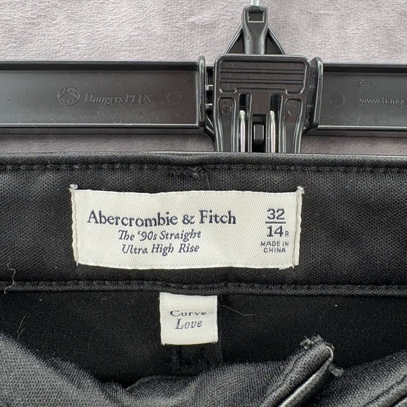 Abercrombie Fitch Jeans Womens 32 14R 90s‎ Ultra High Rise Curve Leather Black - Picture 4 of 6